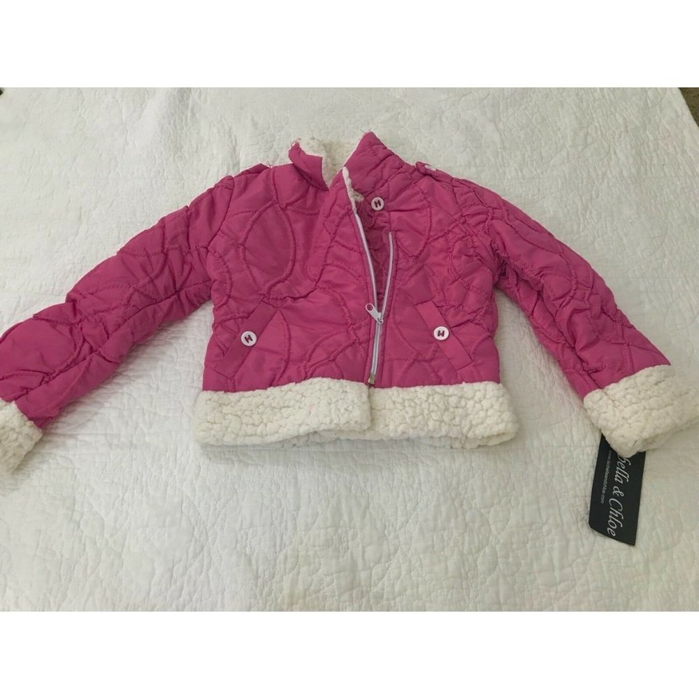 NWT Isobella & Chloe pink quilted crinkled coat